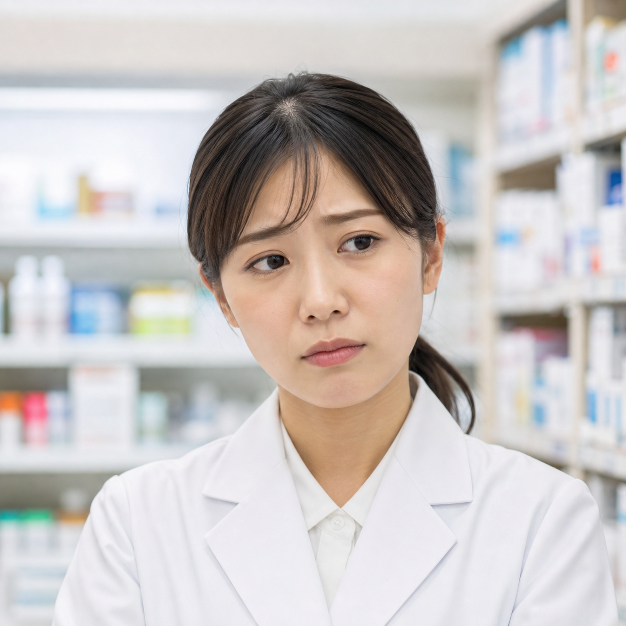 困惑する薬剤師